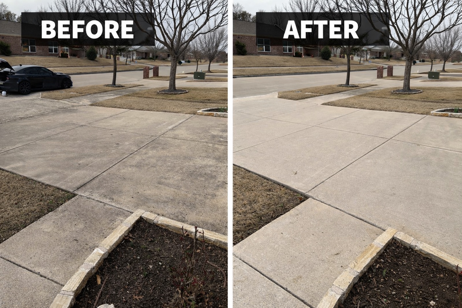 Pressure washing driveway