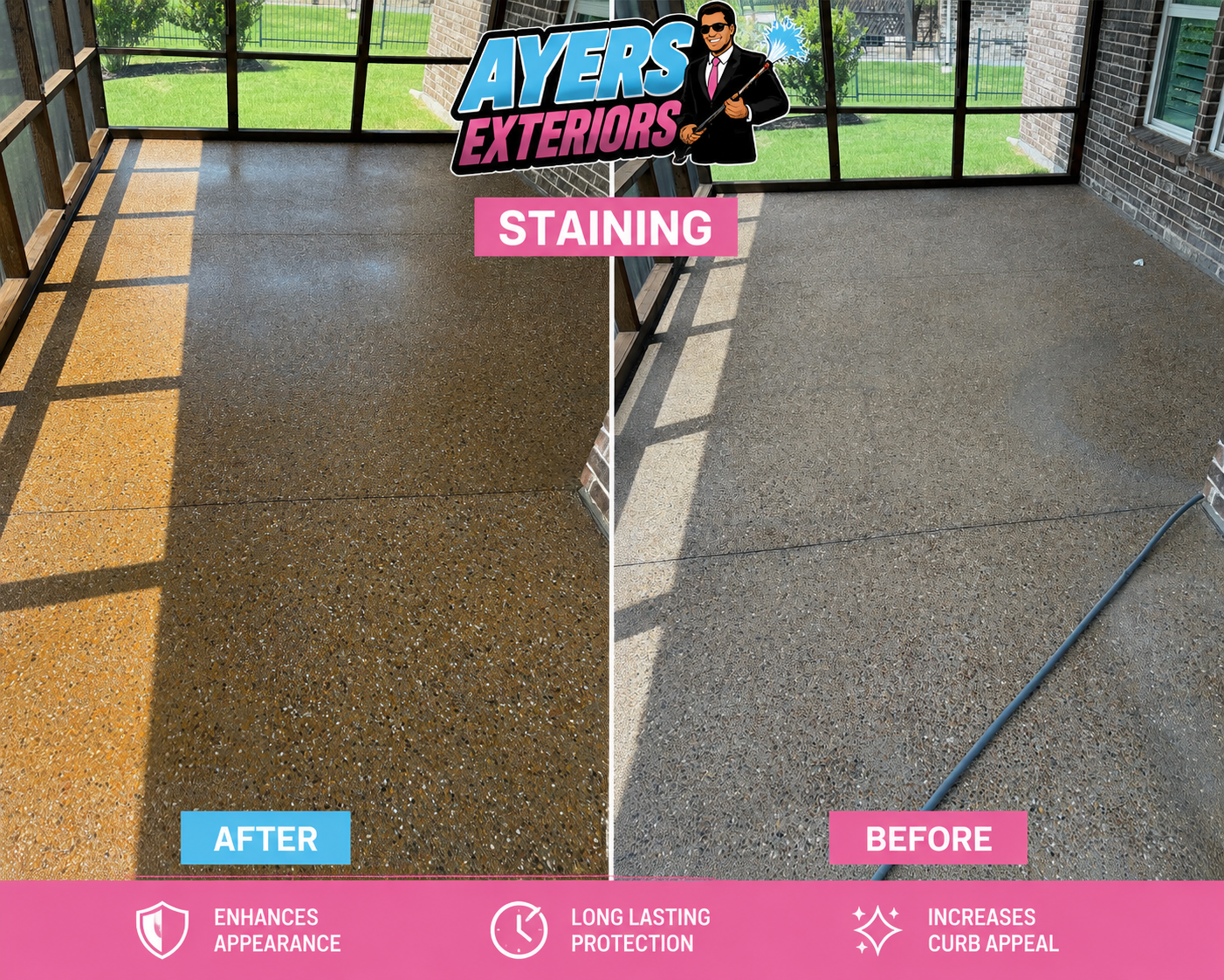 Concrete staining before and after